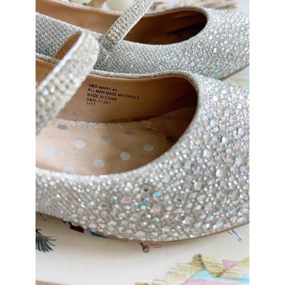 SOBEYO Mini Heel Silver Nude Shimmer Shoe Sz 5 - Picture 9 of 10